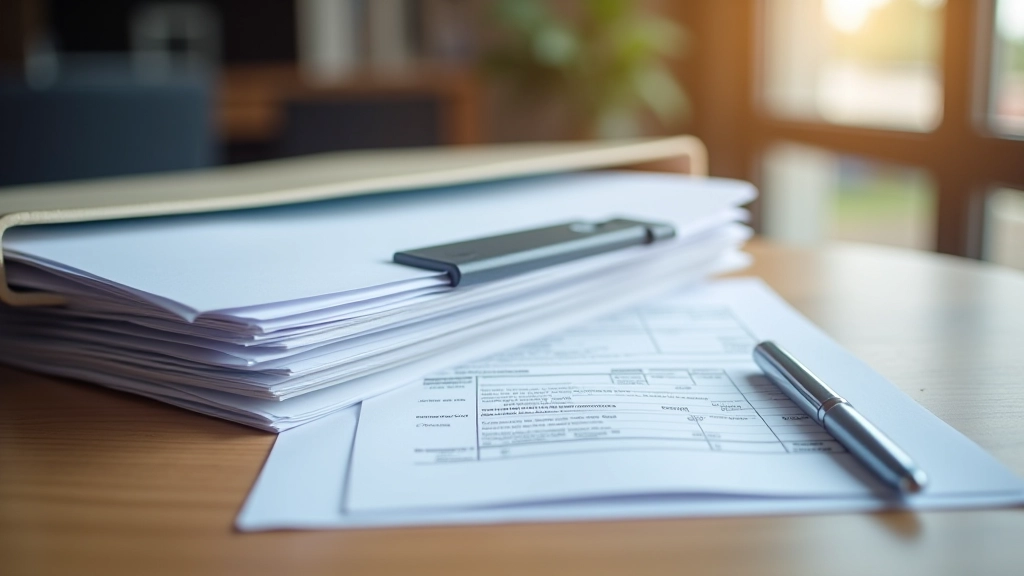 Složka s dokumenty o penzijním spoření a daňovými doklady na stole